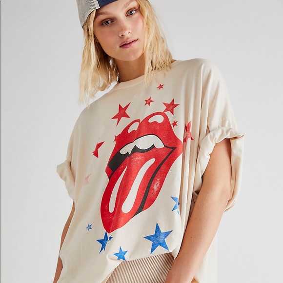 ✨NEW!✨Free People Rolling Stones One Size Tee - Picture 3 of 5
